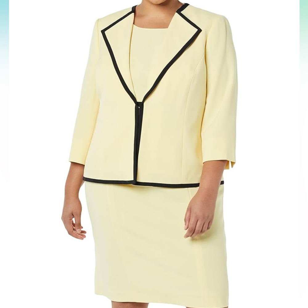 Le suit Dress & Jacket set size 14 yellow & black